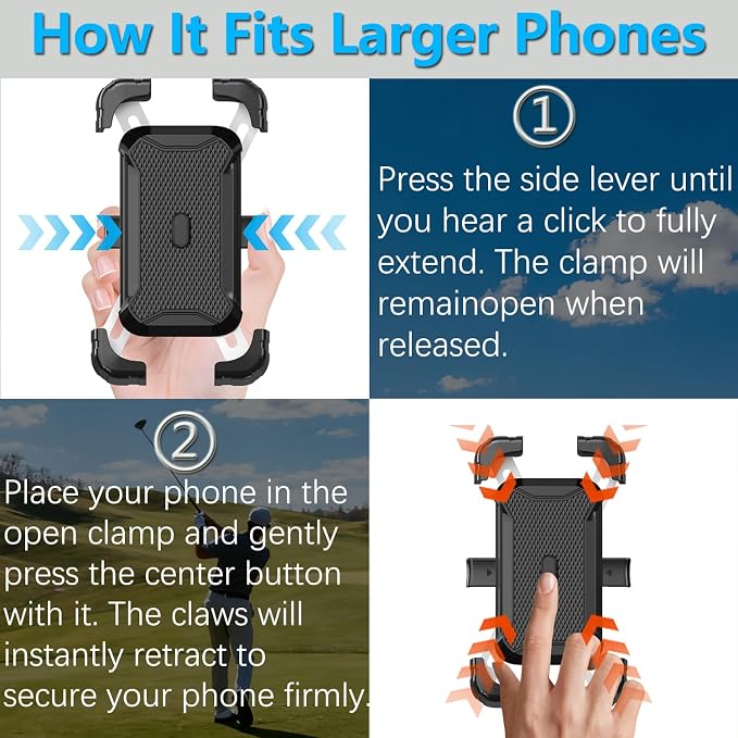 KingofKings Magnetic Golf Cart Phone Holder, for Dad Men | Golf Cart Accessories, Strong Magnet, Auto-locking Clamp, 360° Rotatable, Universal fit iPhone Samsung, Golfers Gadget