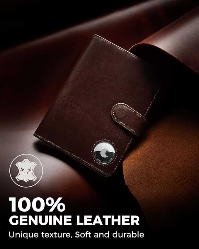 Passport Holder for Travel: Full Grain Leather Passport Cover with Airtag Holder Magnetic Buckle for Men - RFID Blocking Bifold Wallet for Air Ticket Card Cash Coin (Brown)