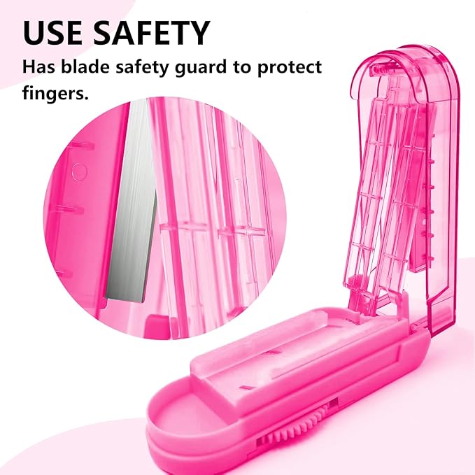 Pill Cutter Splitter for Small and Tiny Pills, Precision Cutting for Tablets - Accurately Cuts Multiple Pills at Once. Sharp Blade with Safety Guard (Pink)