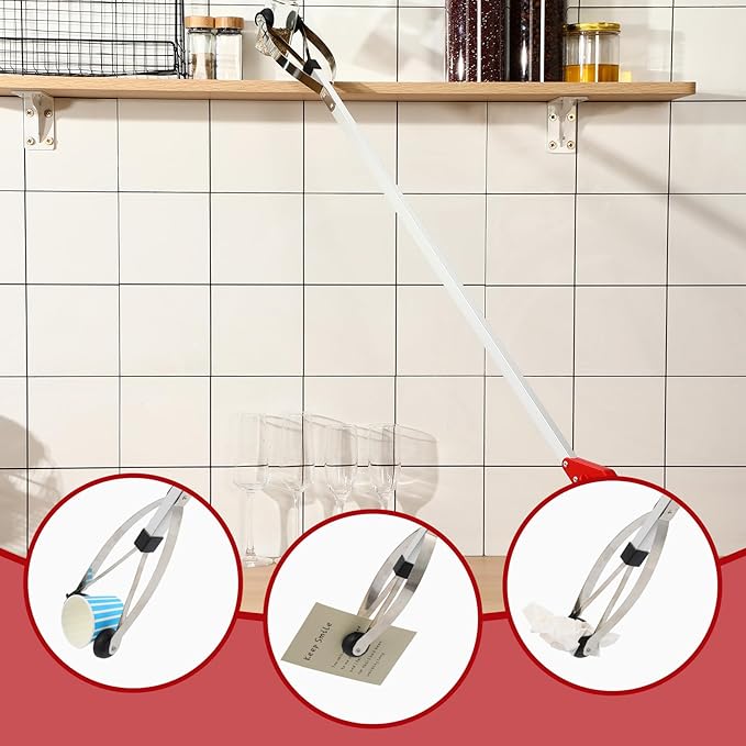 Sabary 10 Pack Suction Cup Reacher Grabber Heavy Trash Picker Grabber Tool, Long Handy Aids Nonslip Claw Reach Tool for Elderly Pick up Stick Arm Extension Litter Picker(Red,43 Inch)