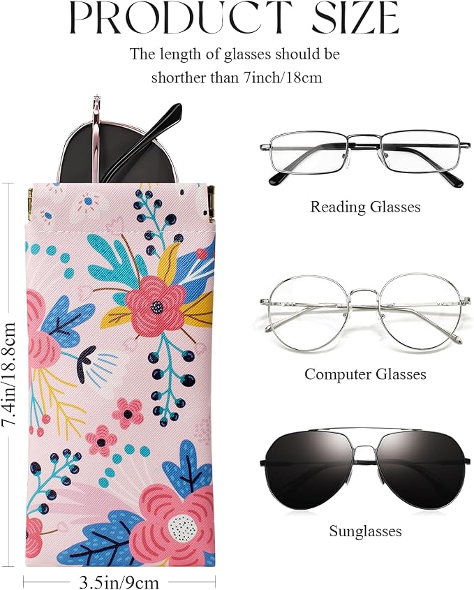 4 Pcs Squeeze Top Sunglass Case with Cleaning Cloth, Soft Leather Eyeglass Case Portable Sunglasses Pouch