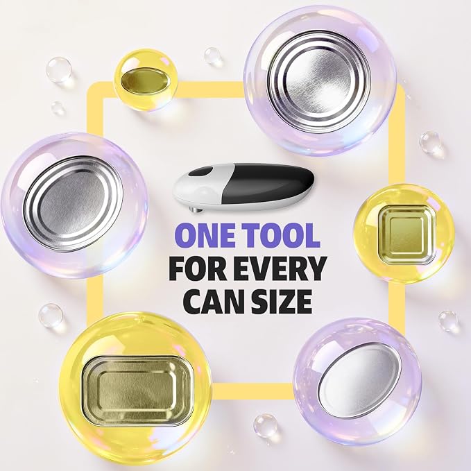 Electric Can Opener, One-Touch Automatic Can Opener Easy Side Cut All Can Sizes with Smooth Edge, Handsfree Battery Operated Kitchen Gadget Safe for Seniors & Arthritis