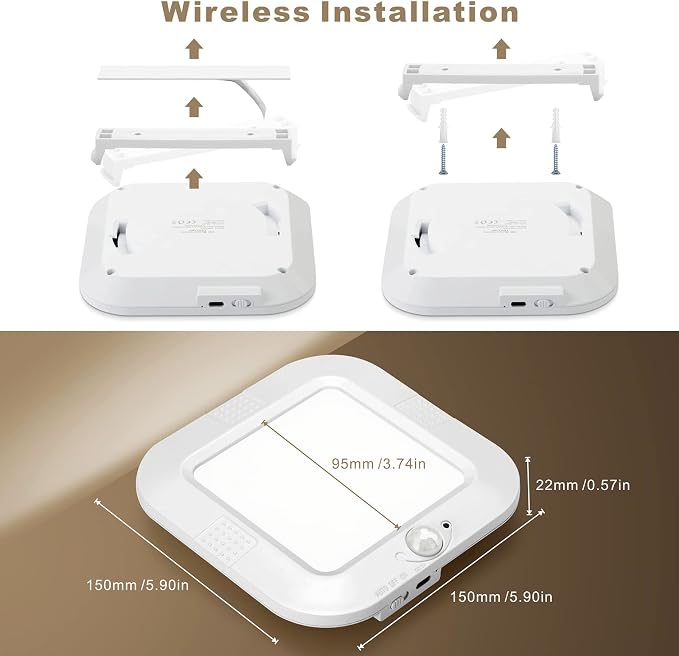 Rechargeable Motion Sensor Ceiling Light, Closet Light with USB Cable | Battery Operated, Motion Activated Cool White Light, Indoor Use for Closet Stair Pantry Hallway Shed Laundry