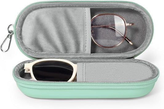 Double Eyeglasses Case, Dual Glasses Sunglasses Organizer with Zipper Closure, Eyewear Storage Box for Men Women Travel