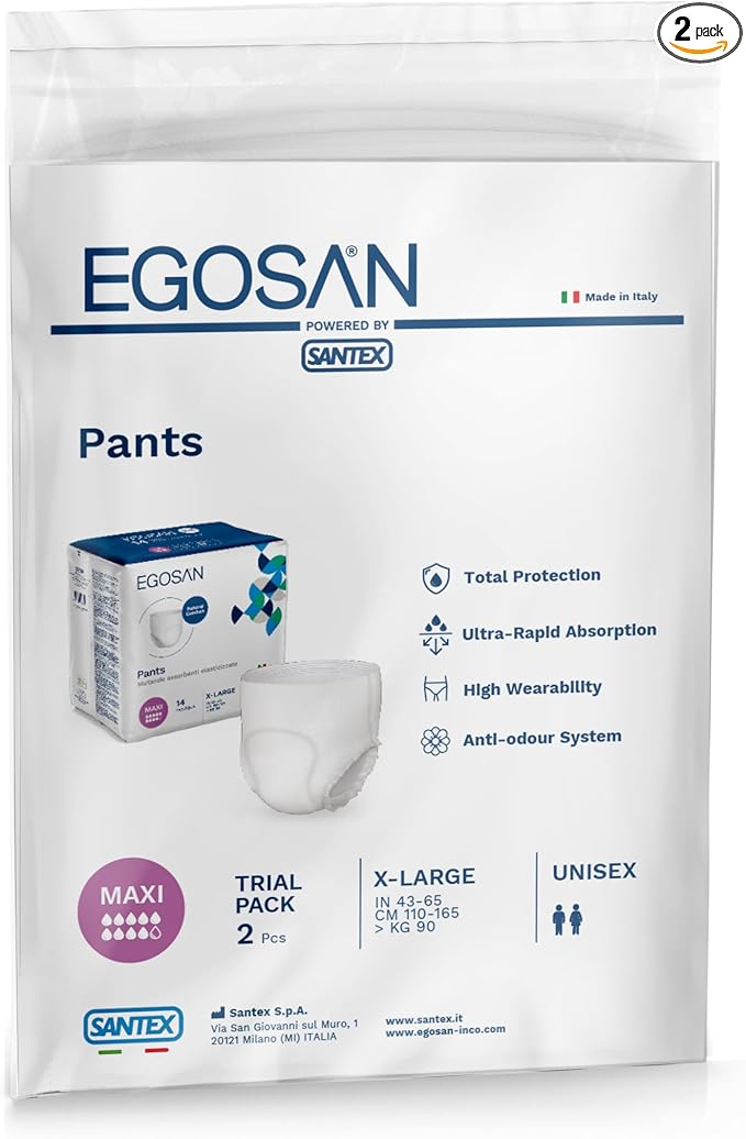 EGOSAN Maxi Incontinence Underwear Pull Ups Lightweight Breathable Disposable with New Designed Acquisition Layer, Stretchable Form-Fitting Max Absorbency for Men and Women (X-Large (2 Count Sample))