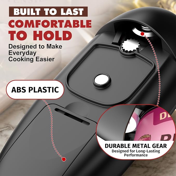Electric Can Opener, Automatic Can Opener with Smooth Edge, Hands Free, Battery Powered, One-Touch Operation, Electric Can Openers for kitchen, Can Openers for Seniors with Arthritis
