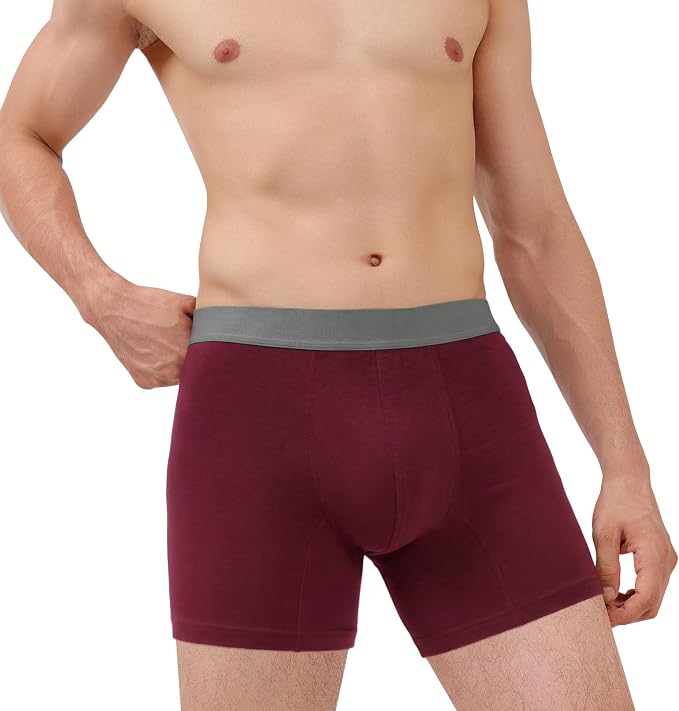 AIRCUTE Washable Absorbency Incontinence Underwear for Men, 6" Inseam Urinary Protective Boxer Briefs for Bladder Leaks 60ML (Medium, Red)