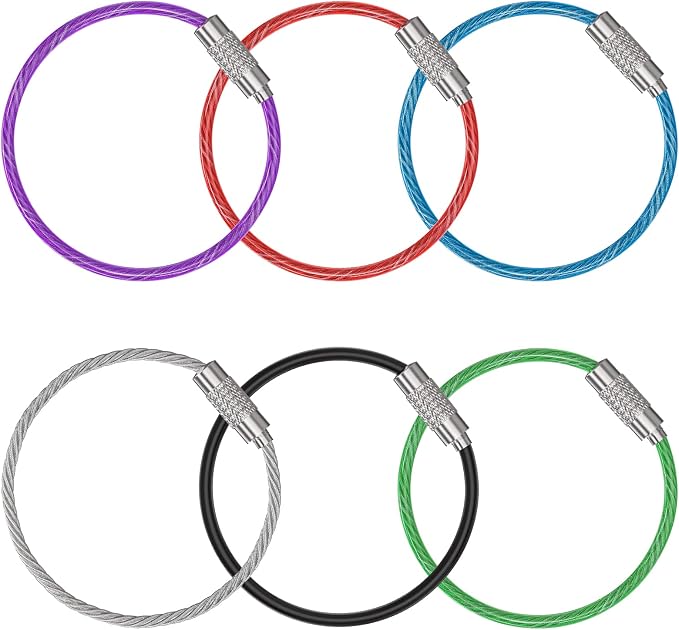 Uniclife 4 Inch Wire Keychain Cable Heavy Duty Stainless Steel Key Ring | Large Holder for Luggage Tag Keeper Travel, 1.8 mm Braided, 4.8 Inch Length, 1.6 Diameter, 80 lbs Hold, Corrosion Resistant
