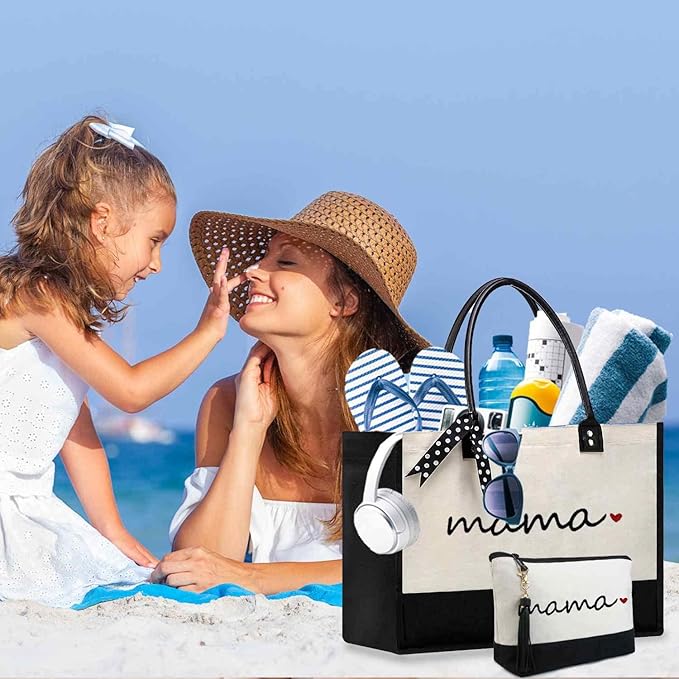 BeeGreen Christmas Gifts for Mom Mother Birthday Pregnancy Gift Canvas Tote Bag w Leather Handle & Magnetic Buckle for Expecting Mom Grandma
