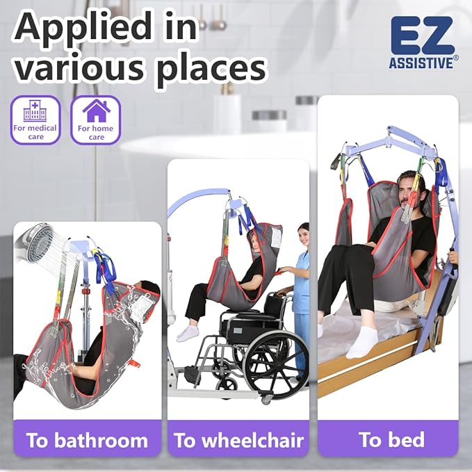 Universal Full Body Patient Lift Sling for Patient Lift or Transfer, Lift Sling with Mesh Fabric Suitable for Bedridden,Elderly or Disabled to Bathing (Large (Pack of 1)