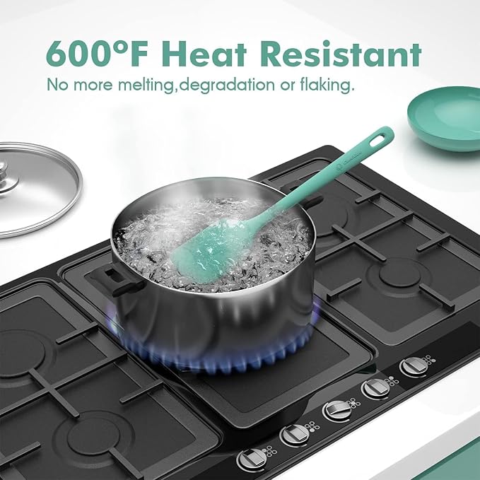 4 Pieces Silicone Spatula Set, Food Grade Rubber Spatula, Upgrade Strong Handle with Ergonomic Grip, Heat Resistant for Nonstick Cookware, Cooking