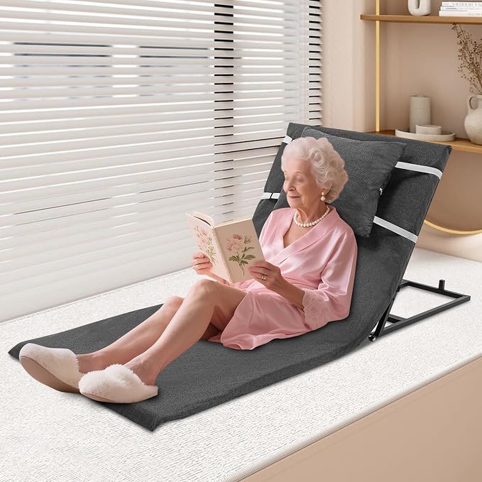 Electric Lifting Backrest for Bed, Adjustable Power Lifting Backrest for Elderly Patient Injured, Assist Elderly to Get Out of Bed Easily, Sit-up Back Rest Chair for Neck Lumbar Back Support (Grey)