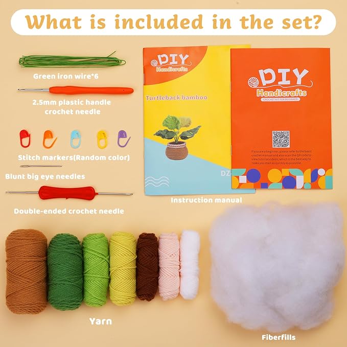 kgxulr Crochet Kit, Monstera Leaves Knitting Kit, Crochet Kit for Beginners | Crochet Kit for Beginners, Crochet Flower Kit, Beginner Crochet Kit for Adults with Step-by-Step Video Tutorials
