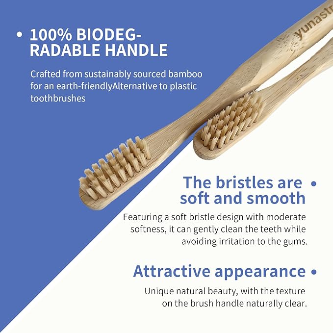 8 Pack Bamboo Toothbrushes - Soft Bristles, BPA Free, Eco-Friendly Natural Wooden Toothbrushes for Adults & Family, Zero Waste Compostable Handle