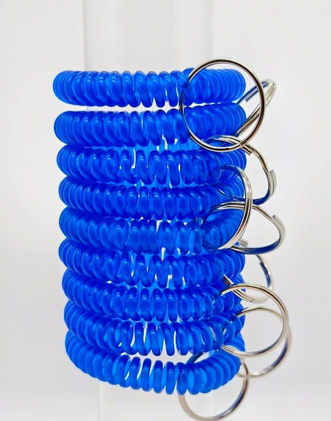 9pcs Black Wrist Coil Keychain key ring bracelet wrist key holder stretchy | Key Chain Holder Outdoor Sports and Gym Swimming stretchy wristband key ring