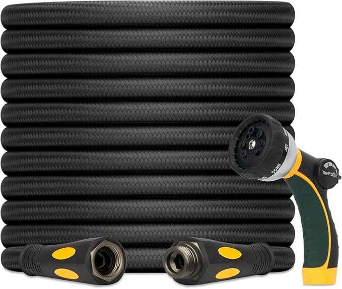 TheFitLife 50 FT Garden Hose, Heavy Duty, Lightweight, Kink-Free, Flexible | 50ft Non-Expandable Water Hose Pipe with Nozzle, Easy to Control Yet Durable, Ideal for Most Homes, Yards, 1/2 id x 50 feet