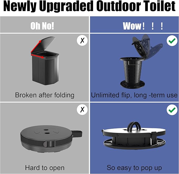 2025 Upgraded Retractable Portable Toilet with 30 bags Travel Toilet Adjustable Height Camping Toilet Porta Potty for Adults Kids, Foldable for Camping/Car with Carry Bag