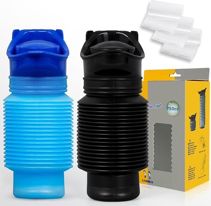 Pee Bottles For Men,Collapsible Urine Bottle With Disposable Replacement Bags,Car Pee Bottle For Men And Women,750ml,Leakproof,2-Piece Set Emergency Urinal For Road Trips,Traffic Jams And Camping