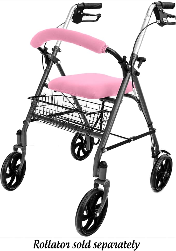Top Glides Universal Rollator Walker Seat and Backrest Covers (Pink)
