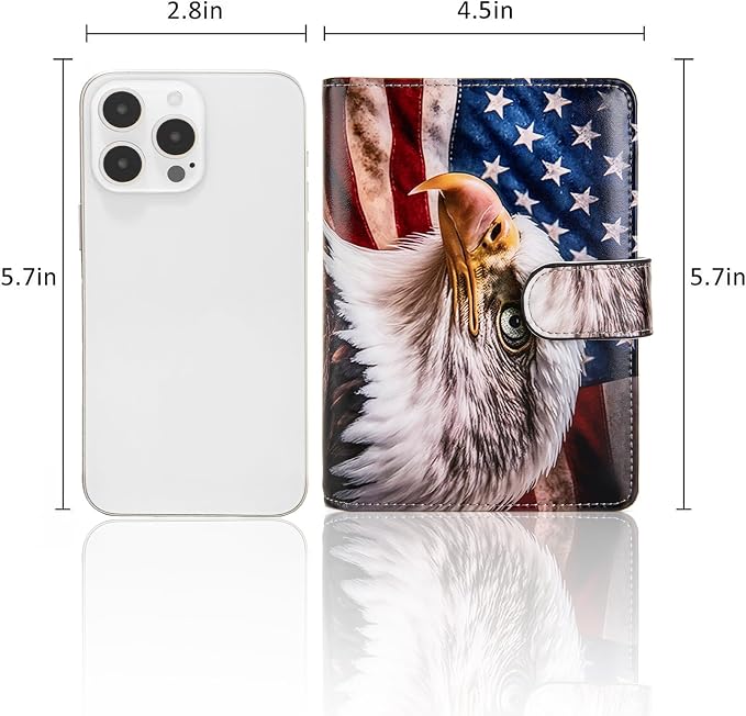 Passport Holder for Travel Essentials, RFID Blocking Passport Wallet Cover with Magnetic Closure, Passport Book Holders for Women and Men (American Flag Bald Eagle)