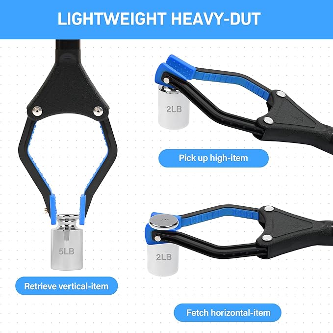 32 inch GrabRunner Foldable Reacher Grabber Tool with Strong Magnetic Tip for Seniors, Disabled, After Surgery Recovery (Blue)