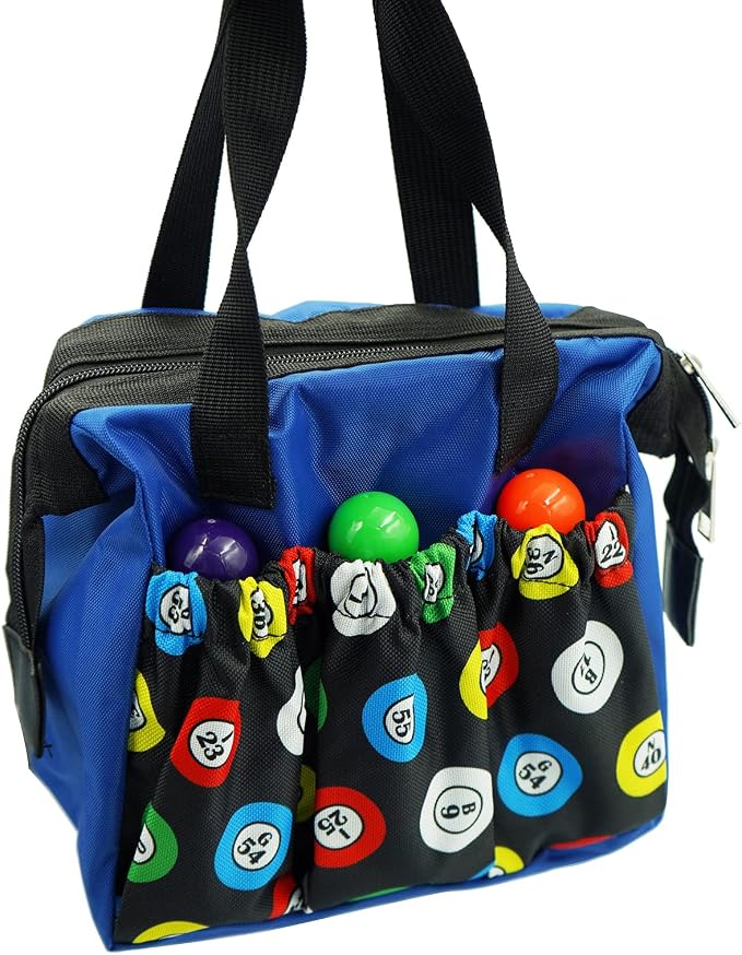 Yuanhe Bingo Dauber Bags with 6 Pockets Blue Bingo Tote Bag