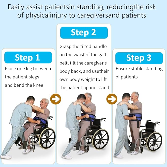 Gait Belts with Padded Handles,Transfer Belts Physical Therapy Belt for Seniors Moving, Lifting Belt Assist Patient/Elderly(Blue, X-Large)