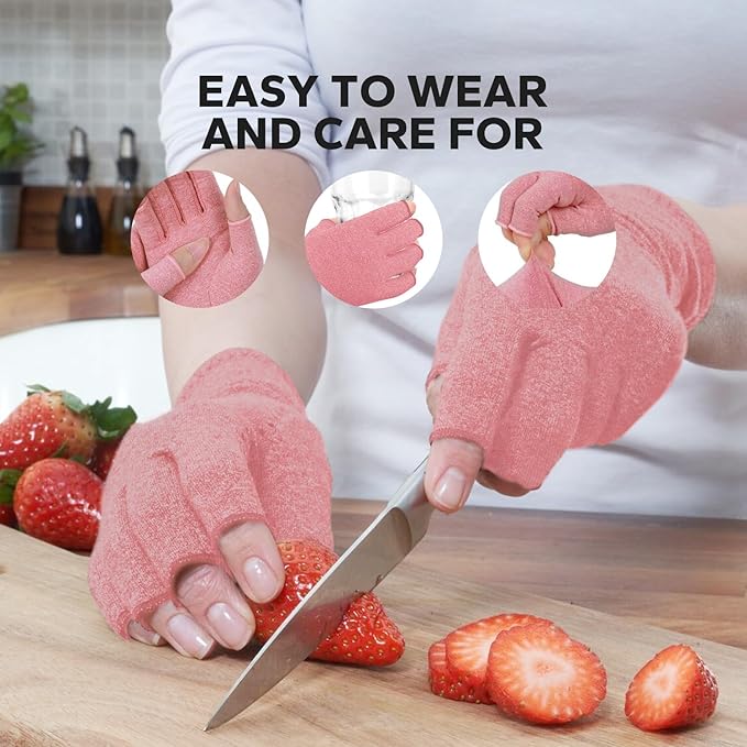 Fingerless Compression Gloves (1 Pair), Cotton Arthritis Gloves Women Men, Arthritis Pain Relief Gloves, Hand Compression Gloves Arthritis for Carpal Tunnel, Rheumatoid, Tendonitis
