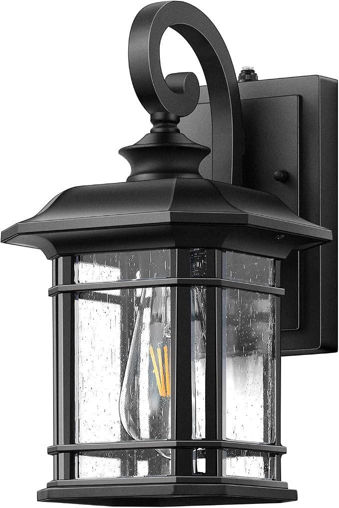 VIANIS Black Outdoor Lights for House, Dusk to Dawn Light Fixture, Waterproof Wall Lights, Porch Lights Outdoor for House, Garden, Garage, Entryway, Anti-Rust