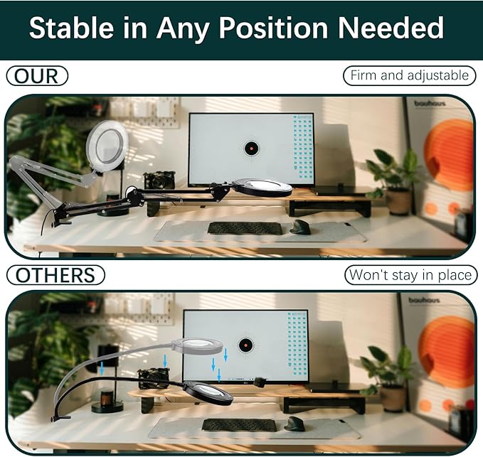 12X Magnifying Light with Stand, 2-in-1 Magnifier with Light Hands Free, Magnifying Glass, 5 Color Modes LED for Work Sewing Reading Hobby Craft Painting Close Work