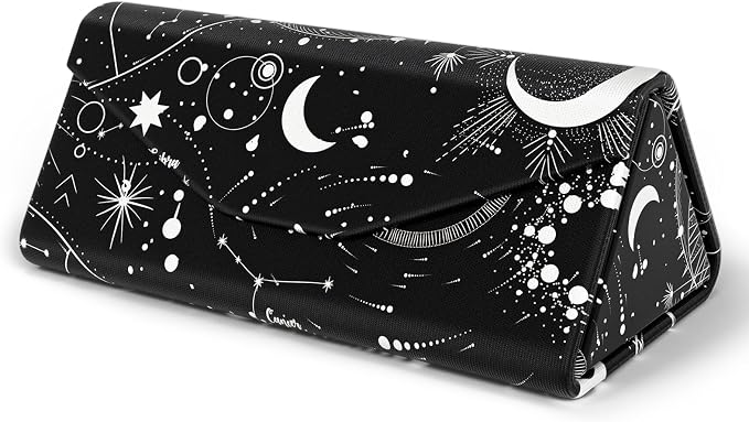 Sunglasses Case, Foldable Glasses Case, Magnetic PU Leather Hard Shell Folding Eyeglass Holder Box, Collapsible Unisex