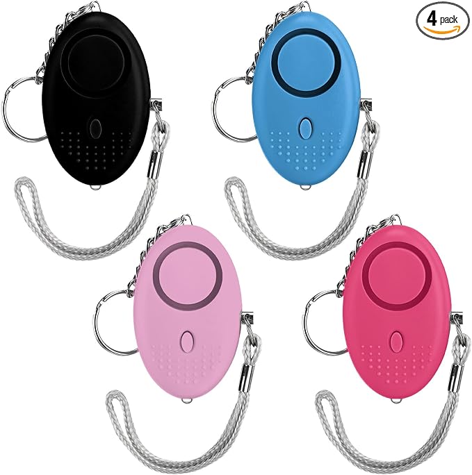 Kanayu 4 Pcs Personal Alarm Bulk 130DB Safe Sound Emergency Safety Self Defense Security Alert Keychain with Led Light Personal Protection Alarm for Women Girls Kids Elderly (Colorful Color)