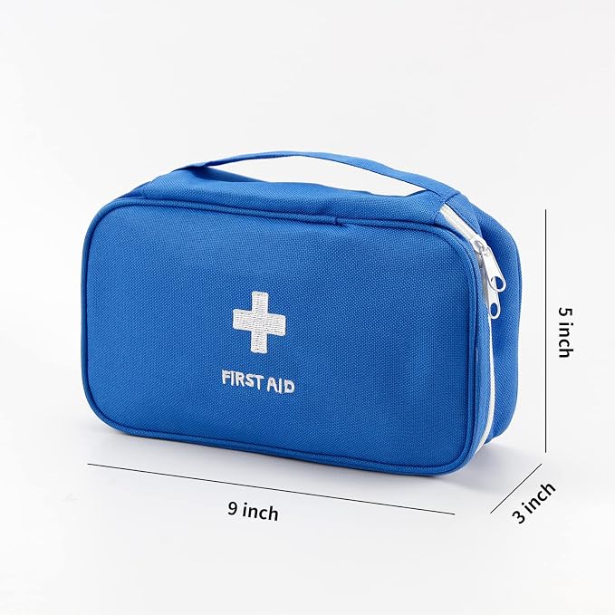 TOPASION Portable Empty First Aid Kit Bag, Travel Medicine Pouch, Small Medical Bag (Blue)
