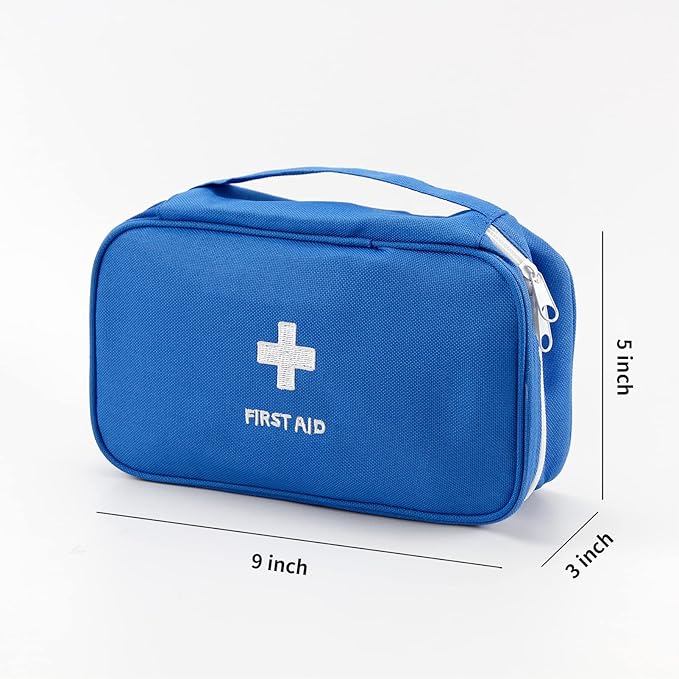 TOPASION Portable Empty First Aid Kit Bag, Travel Medicine Pouch, Small Medical Bag (2 Pieces Blue)