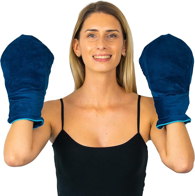 Hand Warmer Gloves, Microwavable Heated Gloves for Arthritis Hands, Heated Mittens Great for Raynaud's and Hand Pain Relief (Navy)