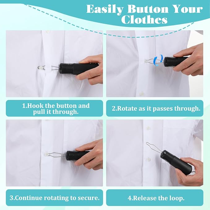 Button Helper,One Handed Button Hook and Zipper Pull,Assist Device Button Hook Tool,Button Assist Tool for Seniors,Disableds,Strokes,Disabilities to Fasten Shirts and Jackets with Ease