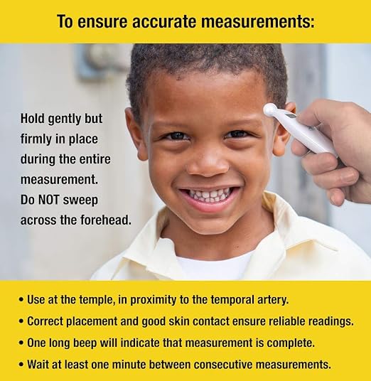 ADC Adtemp 427 Temple Touch 6-Second Digital Thermometer, Ideal for Infants | Includes an easy-to-read, color-coded, backlit LCD display: Green for normal readings, red for high temperatures.