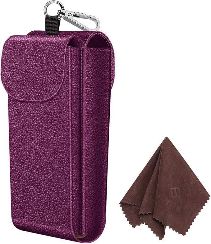 FINTIE Double Glasses Case with Carabiner Hook, Portable Vegan Leather Eyeglass Case Anti-scratch Sunglasses Pouch