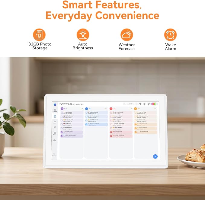 21.5-Inch Digital Calendar, Wall Calendar with Chort Chart
