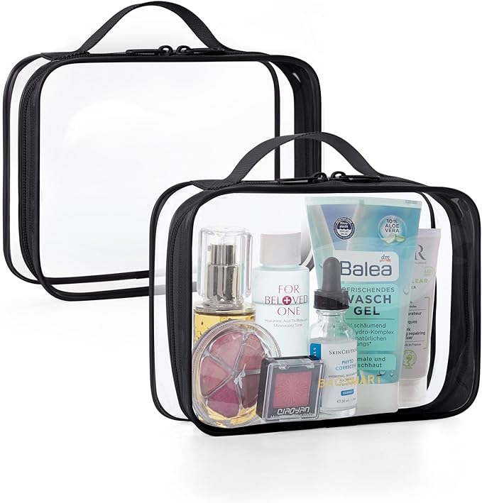 BAGSMART Clear Toiletry Bag, TSA Approved Travel Toiletry Bag Carry On Travel Accessories Bag Airport Airline Quart Size Bags water-resistant Makeup Bag for Women | Water-resistant Travel Toiletry Bag, Carry On Travel Accessories Bag, Airport Airline Q...