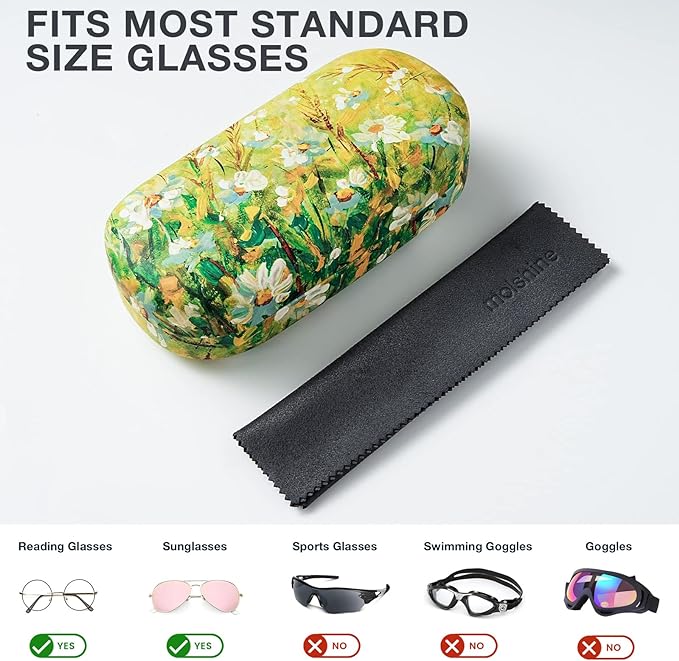molshine Hard Shell Sunglasses Case,Classic Large Glasses Case for Women Men,Sunglass Eyeglasses