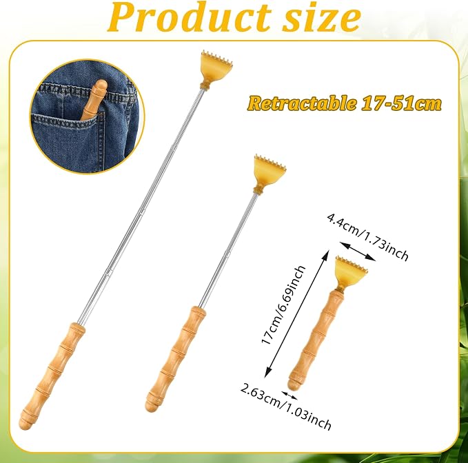 Back Scratcher Backscratcher,Telescoping Body Scratcher Itch Scratcher Tool | Classic, Portable, Extendable, Bamboo, for Men Women, Upgraded, Stainless Steel, for Adults, Thanksgiving, Birthday