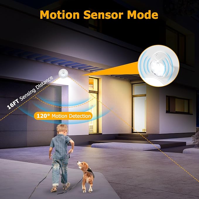 Motion Sensor Outdoor Lights - Outdoor Motion Sensor Light Battery Operated Wireless Spotlight Motion Detector Security Light Auto On Off for Sheltered Porch Stair Hallway Garage Wall Shed (2 Pack)