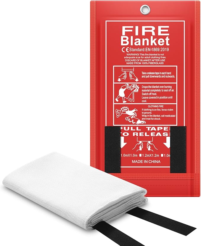 FLASLD Fire Blanket for Home and Kitchen, 47"x47" Fiberglass Fire Blankets Emergency for People, Flame Retardant Protection and Heat Insulation 4 ft x 4 ft