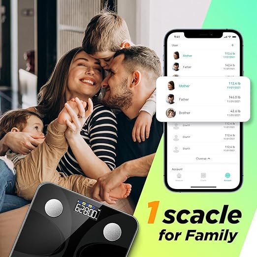 Scale for Body Weight and Fat Percentage, RunSTAR Digital Accurate Bathroom Smart Scale with Large Display, FSA&HSA Eligible 13 Body Composition Analyzer Sync App