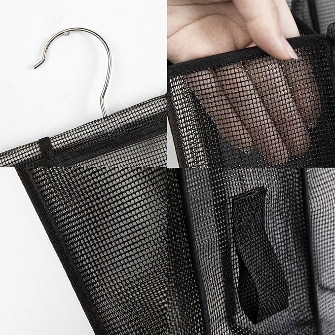ALYER Hanging Mesh Shower Caddy,Bathroom Toiletry Organizer,Black