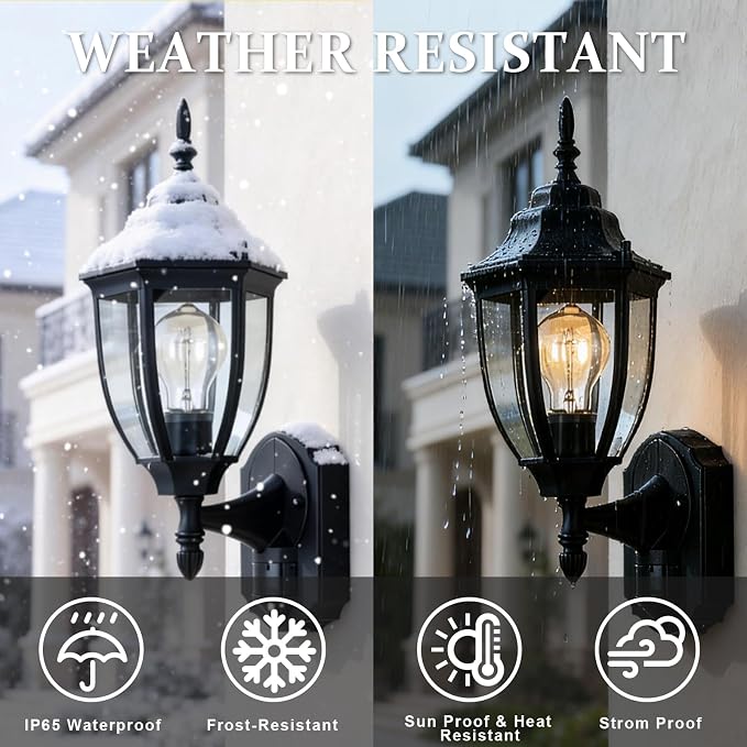 Porch Lights Outdoor Motion Sensor Wall Sconce Anti-Rust Aluminum, Exterior Outdoor Wall Lights Dusk to Dawn Porch Light Fixture Wall Mount for House Outside Patio 2Pack