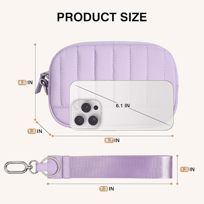 Marvolia Wristlet Wallet for Women Quilted Protective Wristlet Purse | Lightweight, Multi-Pockets with Zipper, for Travel Daily Necessities