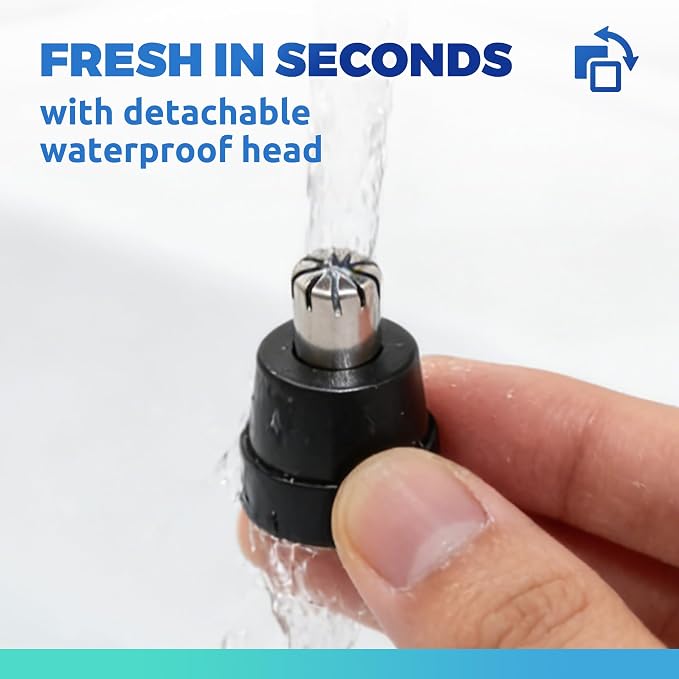 Lysandra Nose Hair Trimmer for Men: Painless Ear Hair Trimmer with 5 Month Battery Life – Electric Nose Hair Remover Featuring an Easy to Clean Detachable Head, Black
