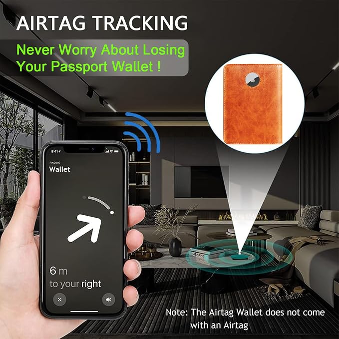 Airtag Passport Holder, Travel Essentials, Passport Cover, RFID Wallet | Passport Wallet, Travel Accessories, RFID Blocking, Synthetic Leather Card Case, International Must Haves, For Women Men